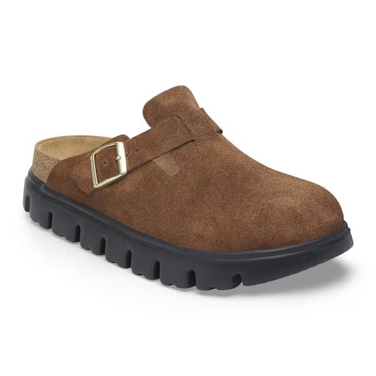 Birkenstock Boston Chunky Suede Leather Dark Tea/Black