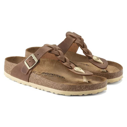 Birkenstock Gizeh Braided Oiled Leather Cognac