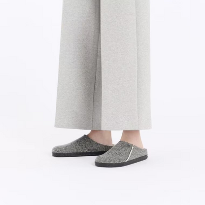 Birkenstock Zermatt Shearling Wool Felt Herringbone Grey