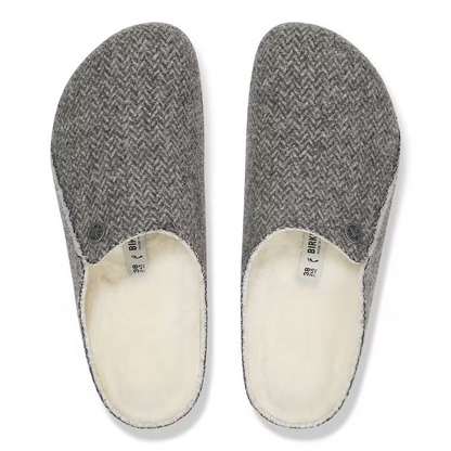 Birkenstock Zermatt Shearling Wool Felt Herringbone Grey