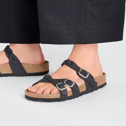 Birkenstock Franca Braided Oiled Leather Black