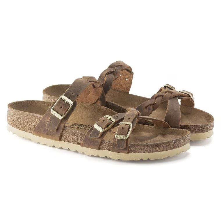 Birkenstock Franca Braided Oiled Leather Cognac