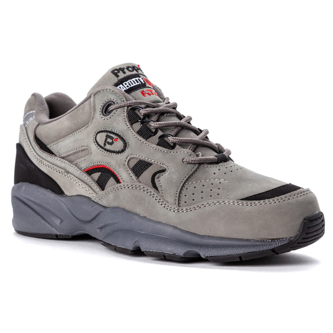 Propet Mens Stability Walker Grey/Black Nubuck