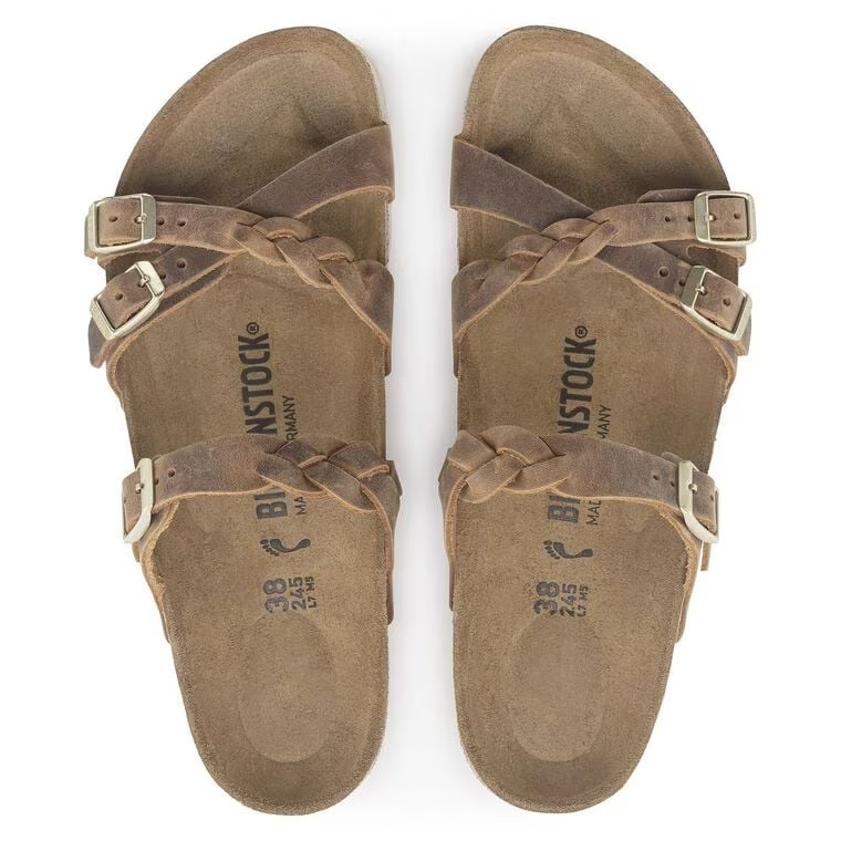 Birkenstock Franca Braided Oiled Leather Cognac