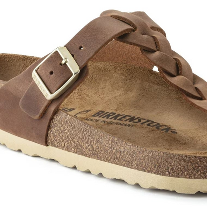 Birkenstock Gizeh Braided Oiled Leather Cognac