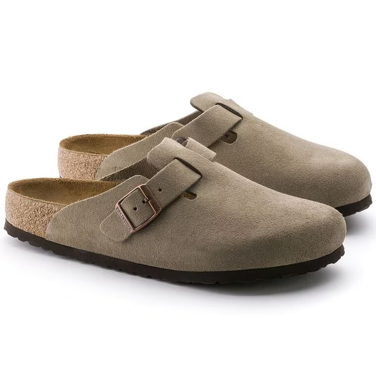 Birkenstock Boston Soft Footbed Suede Leather Taupe