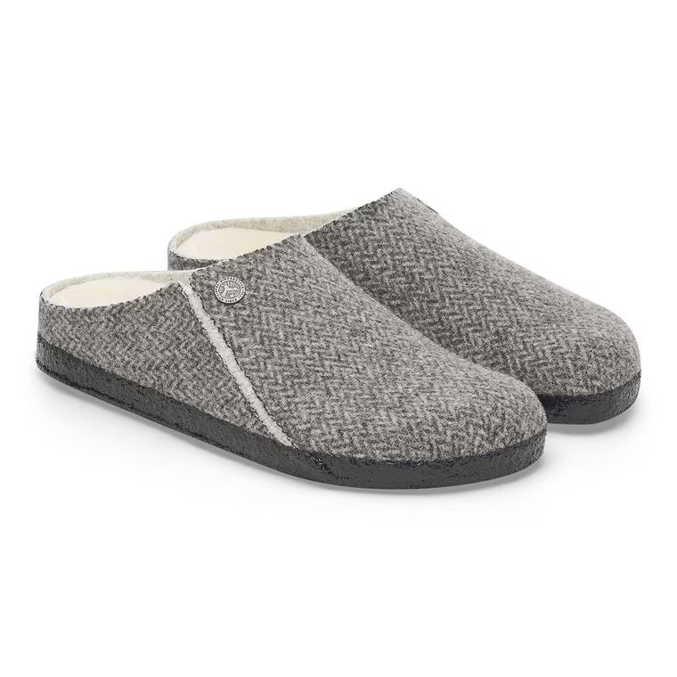 Birkenstock Zermatt Shearling Wool Felt Herringbone Grey
