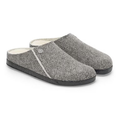 Birkenstock Zermatt Shearling Wool Felt Herringbone Grey