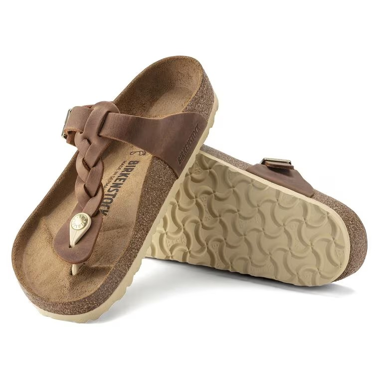 Birkenstock Gizeh Braided Oiled Leather Cognac