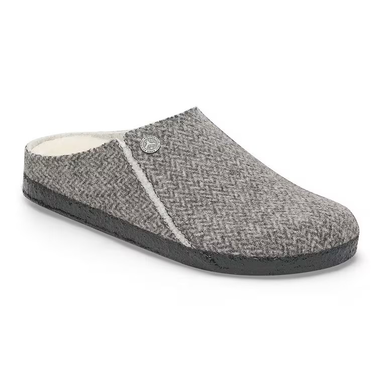 Birkenstock Zermatt Shearling Wool Felt Herringbone Grey
