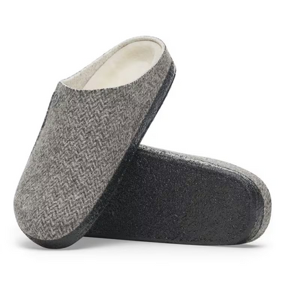 Birkenstock Zermatt Shearling Wool Felt Herringbone Grey